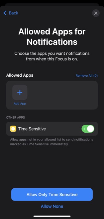 configuring focus mode in iOS 15