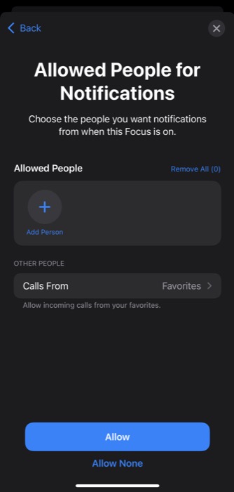 configuring focus mode in iOS 15