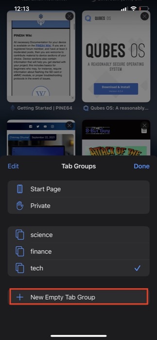 creating Safari tab groups