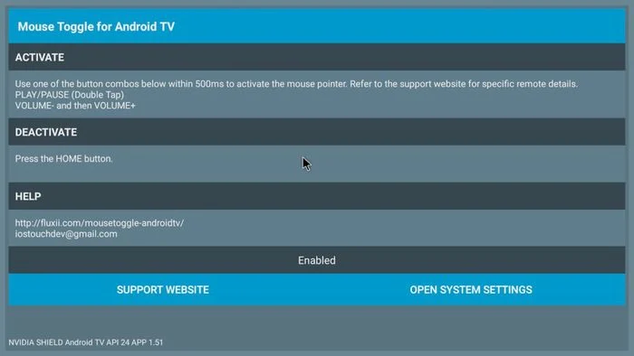 Mouse toggle for Google TV