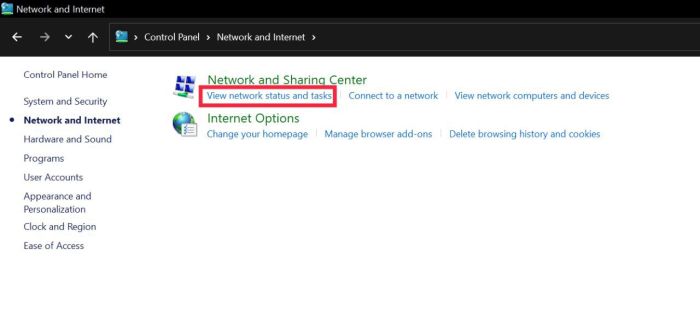 Windows native network status