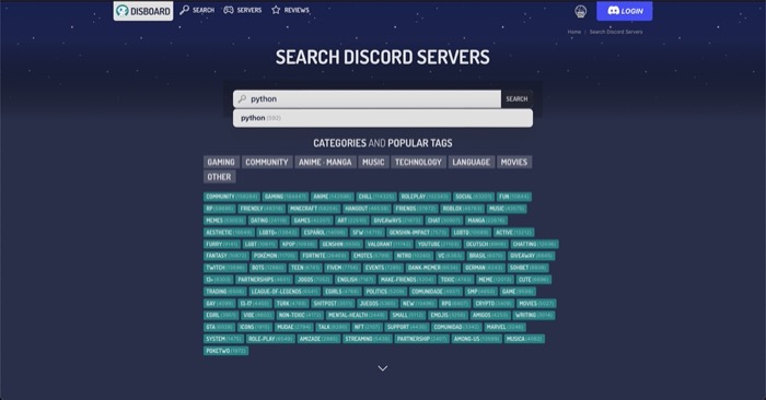 find Discord servers to join on Disboard