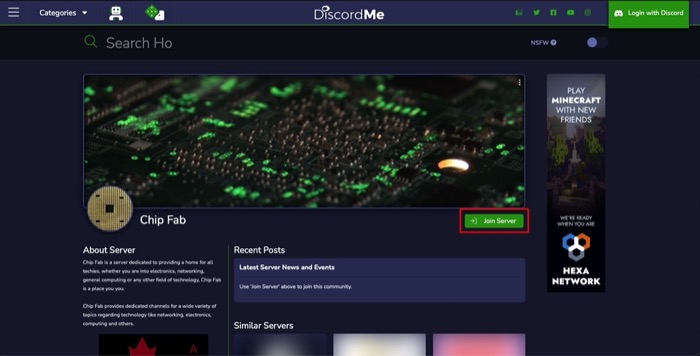 find Discord servers to join on DiscordMe