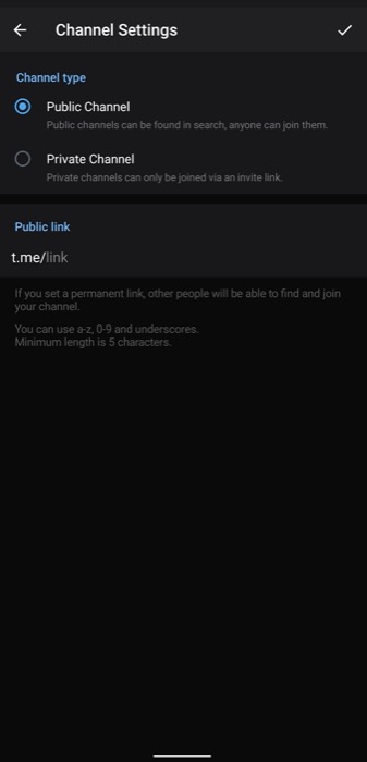 creating a Telegram channel on Android