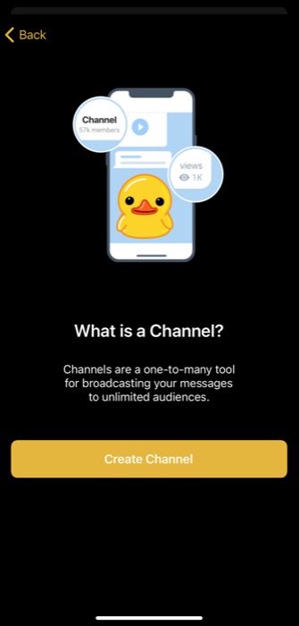 creating a Telegram channel on iPhone