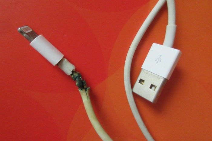 damaged Lightning cable