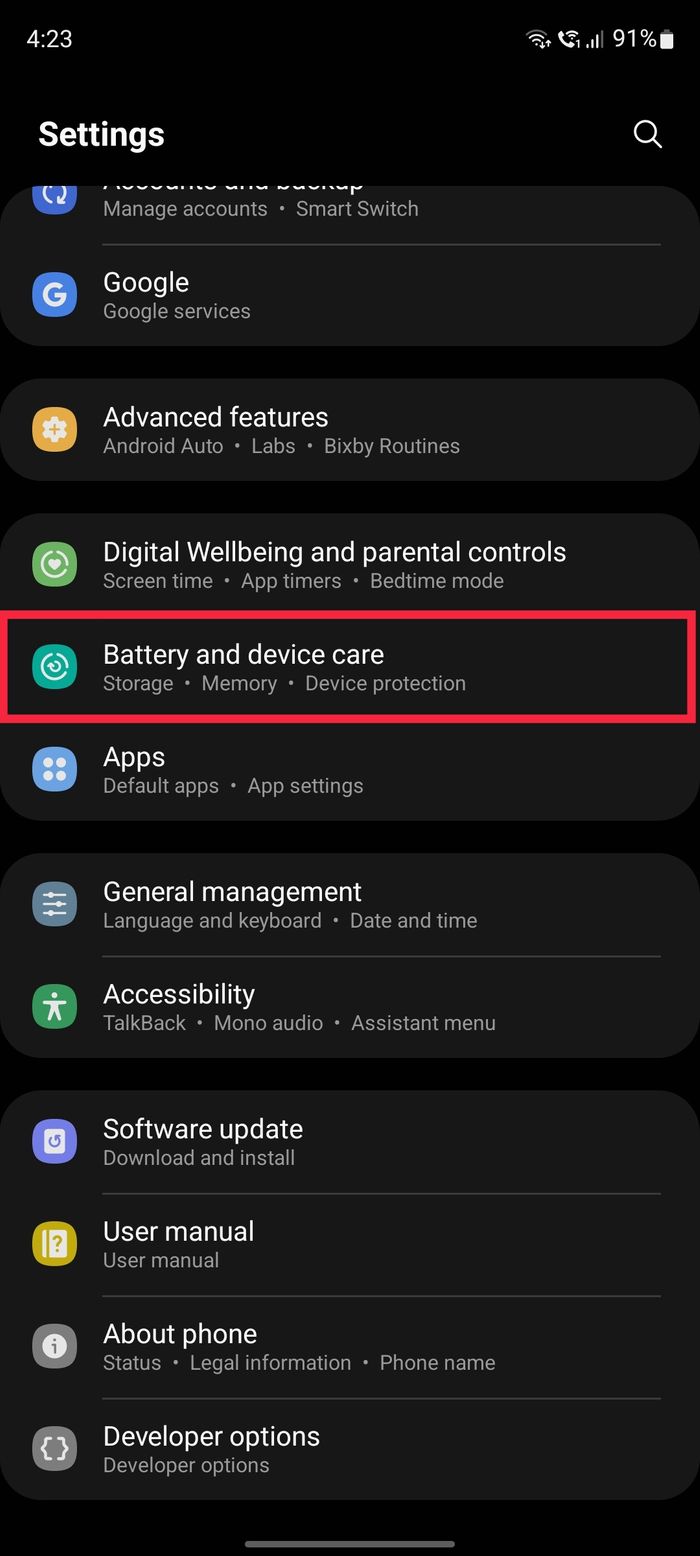 battery health on samsung