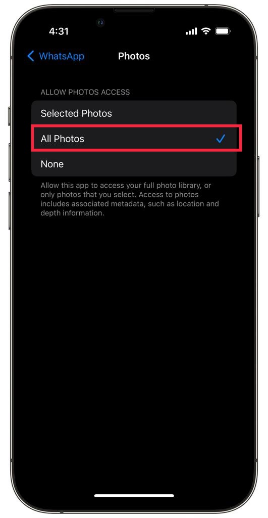 Whatsapp photo access ios