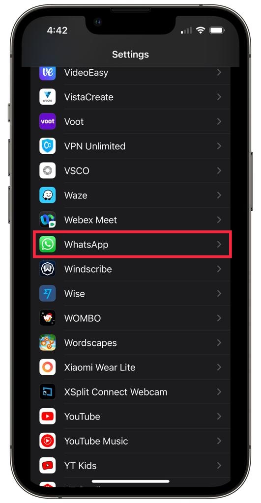 Whatsapp ios settings