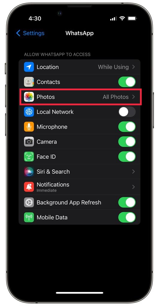 Whatsapp photo permissions