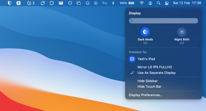 switch Sidecar modes on Mac