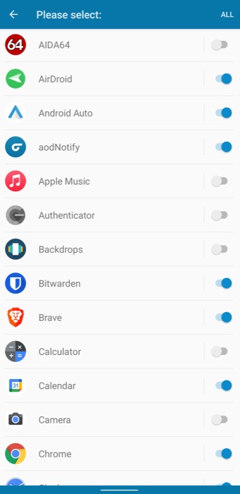 aodNotify select apps