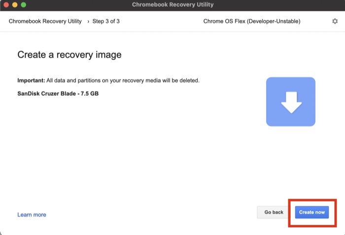 Create Chrome OS Flex USB drive