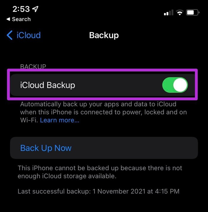 IPhone not backing up to iCloud