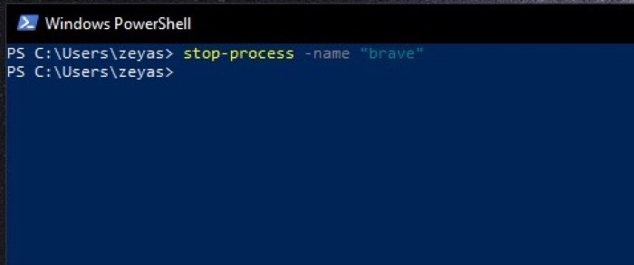 force-stop command output