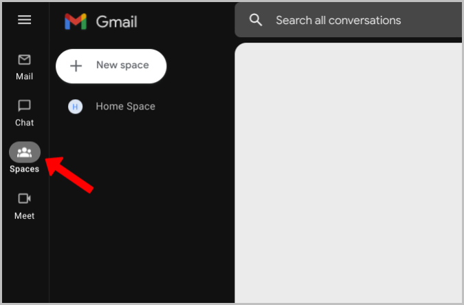 Spaces option on Gmail