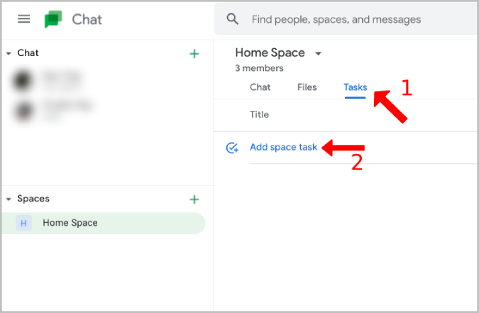 Creating sapce task on google chat