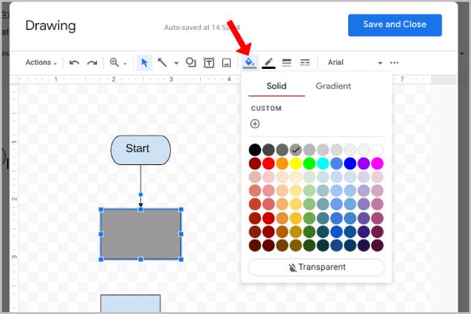 Changing Color of Shape on Google drawing