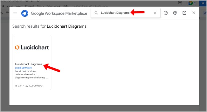 Lucidchart add-on on Google Docs