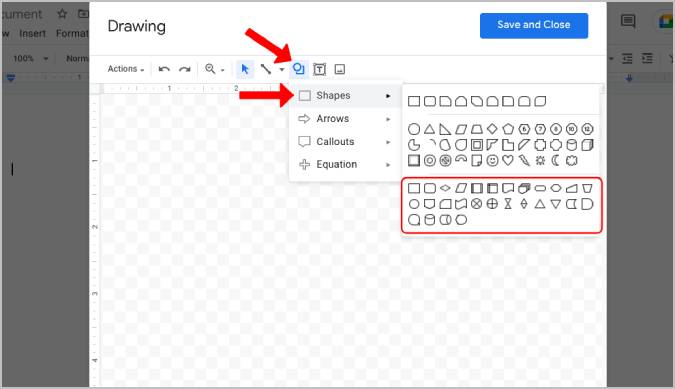 Flow Chart Names on Google Drawing on Google Docs 