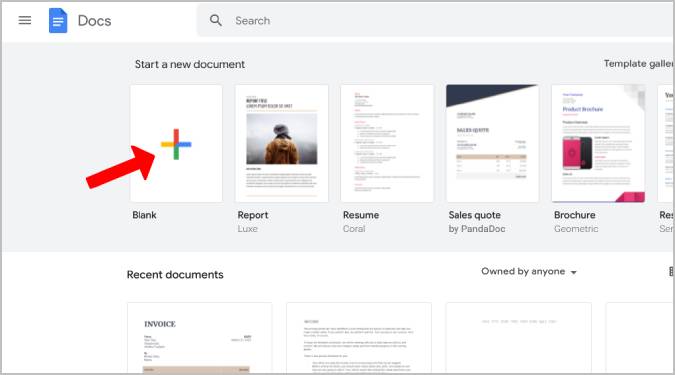 Plus iocn in Google Docs