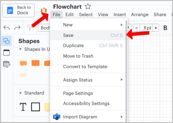 Lucidchart save