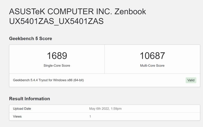 Geekbench zenbook 14 space edition