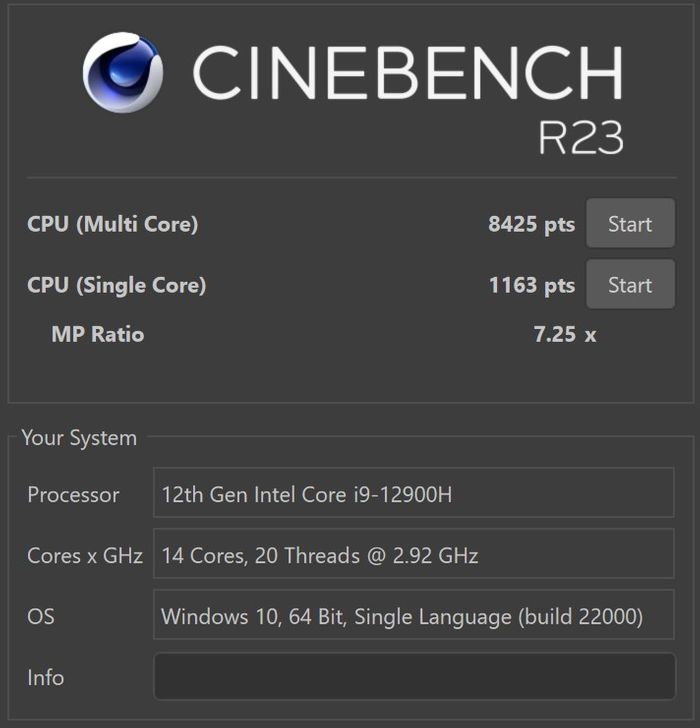 cinebench zenbook 14 space edition