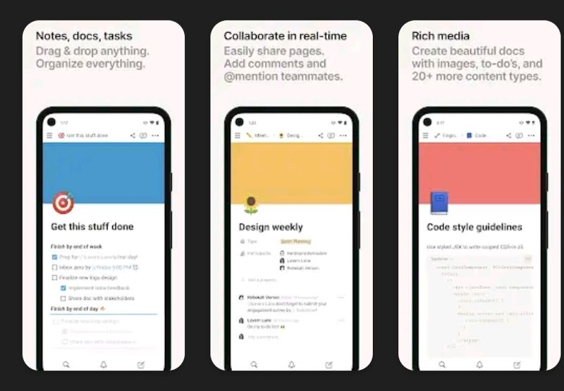 Note taking apps for android - Notion