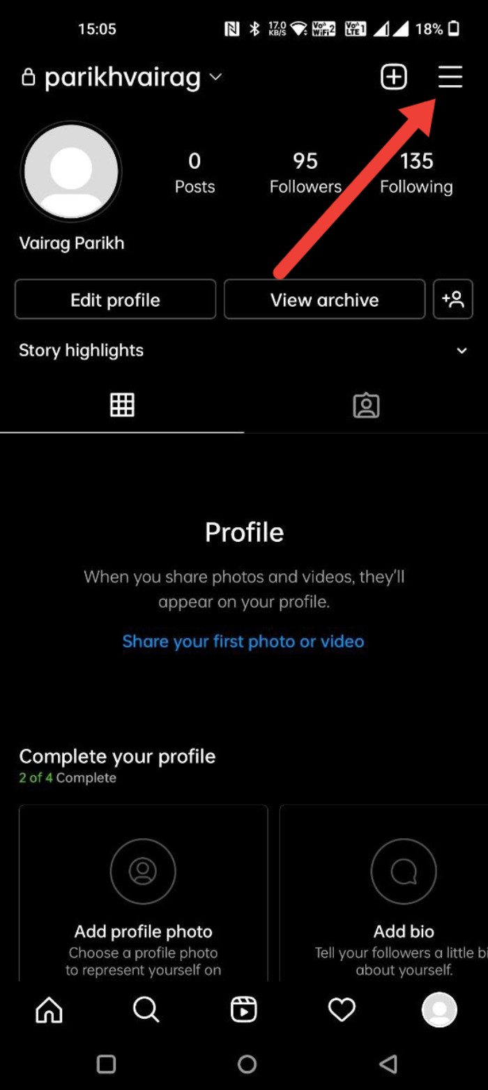 liked posts on Instagram android app step 2