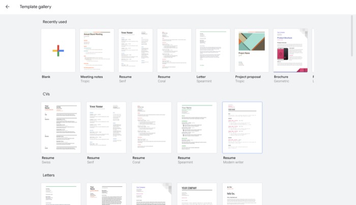 google docs template