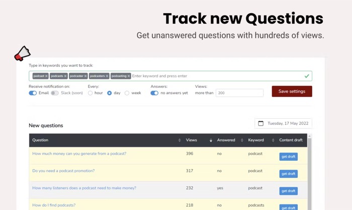 tracking new questions in QApop