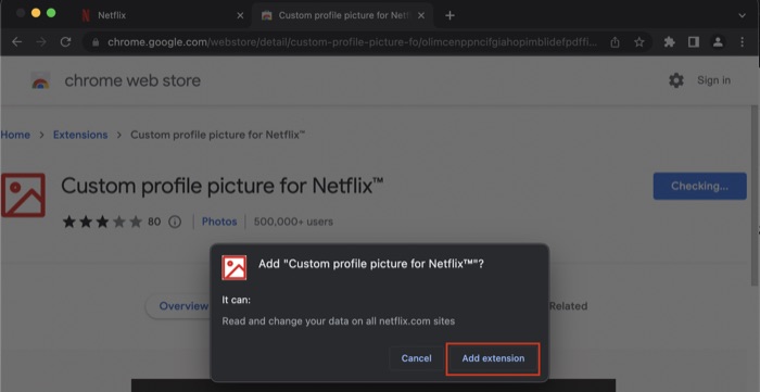 custom Netflix profile picture extension