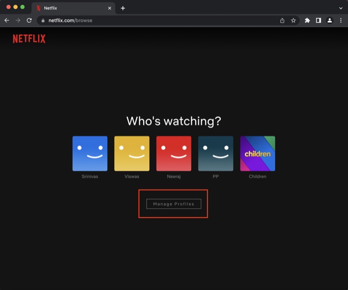 Manage profiles Netflix