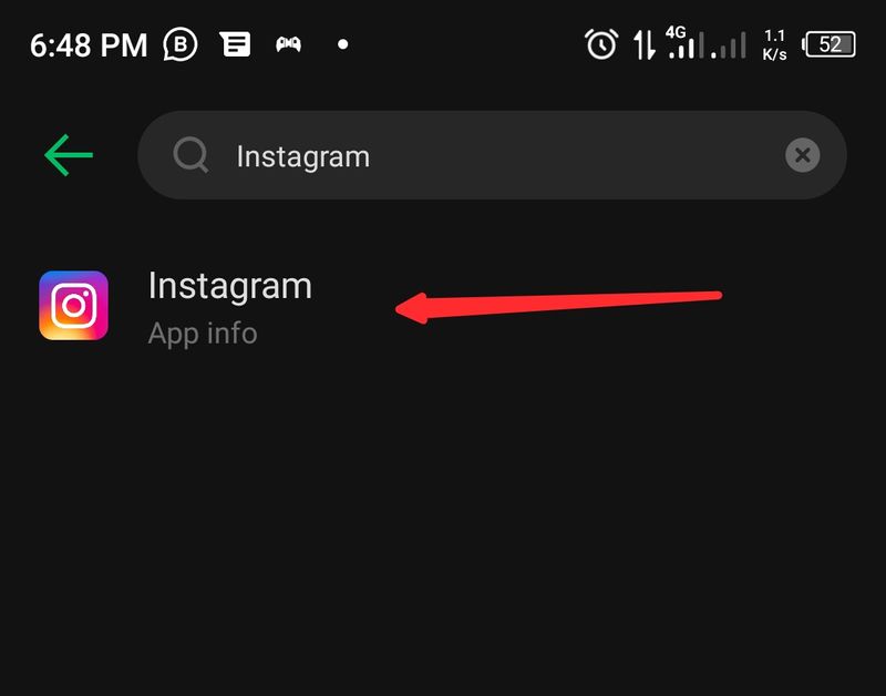 Open Instagram info page via search 