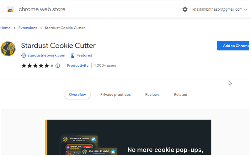 Stardust cookie pop-up