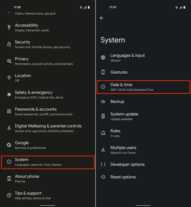 setting correct date and time 