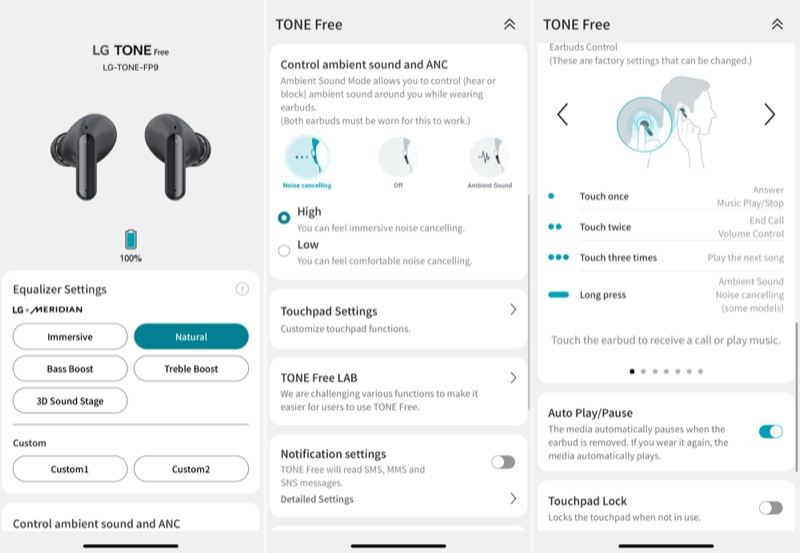 LG Tone Free FP9 app