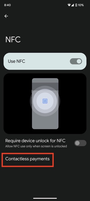 Android NFC settings