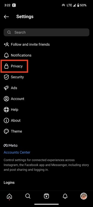 Instagram privacy settings