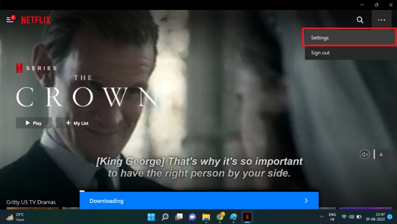 download movies and shows Netflix Windows settings step 2