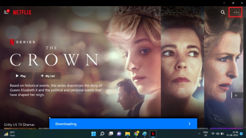 download movies and shows Netflix Windows settings step 1