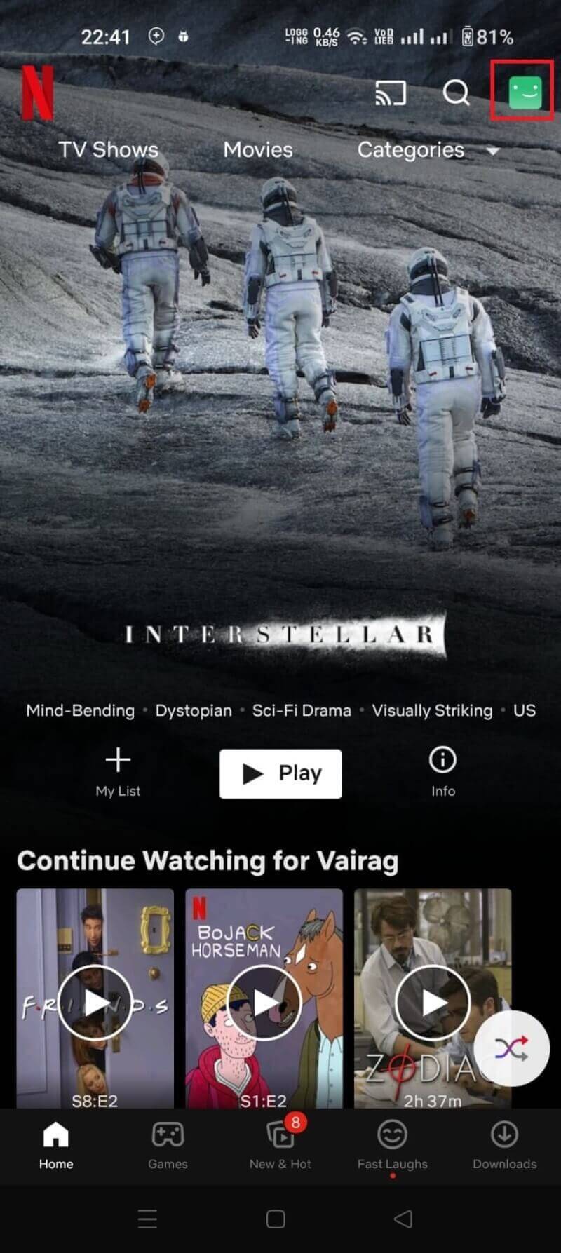 download movies and shows netflix android settings step 1