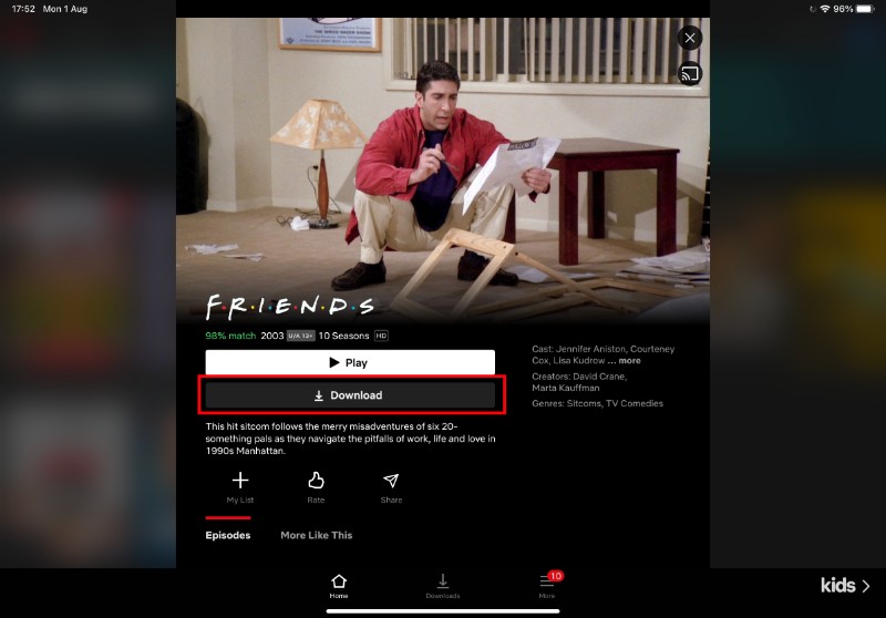 download movies and shows netflix iPad step 3