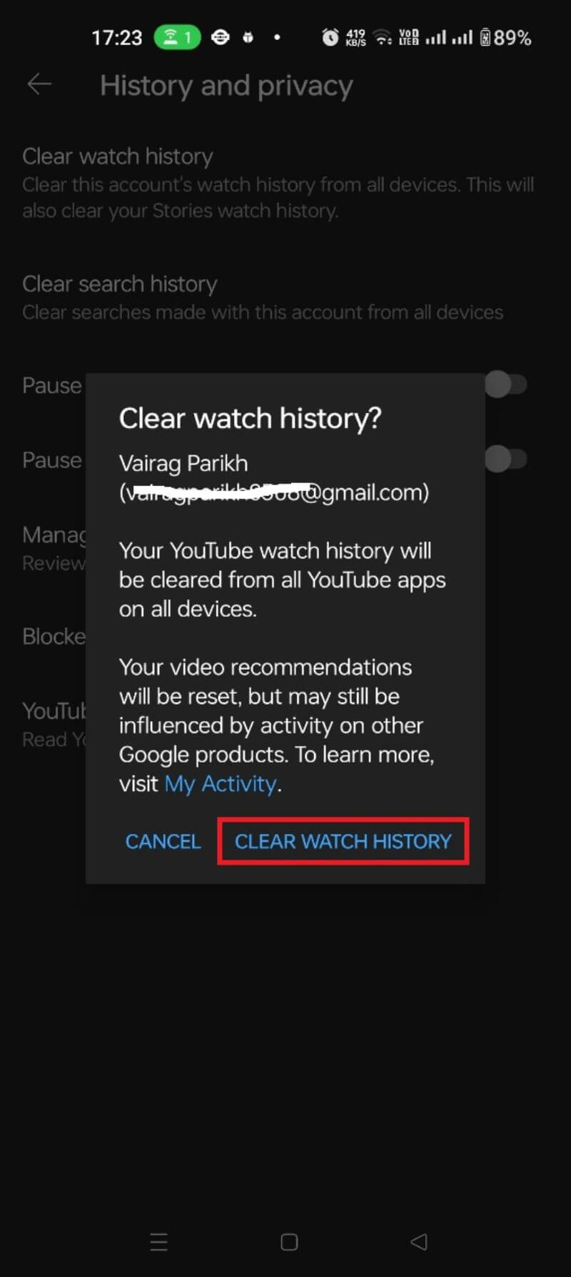 view and delete youtube watch history android step 9