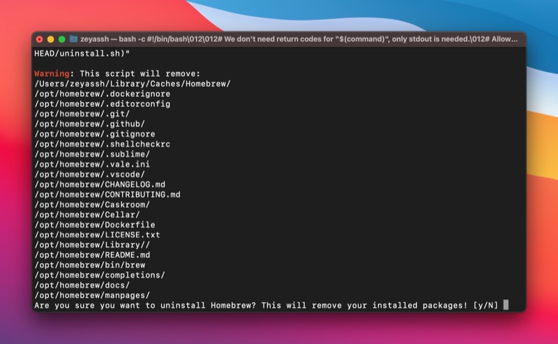 uninstalling homebrew on mac