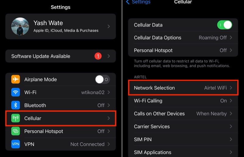 automatic network selection setting