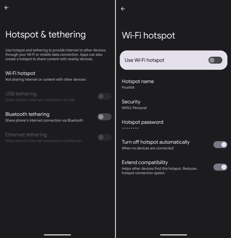 enabling mobile hotspot on stock android