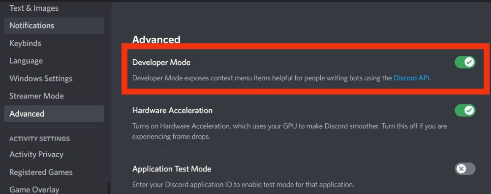 discord developer mode