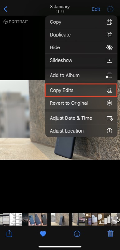 copying edits from an edited image